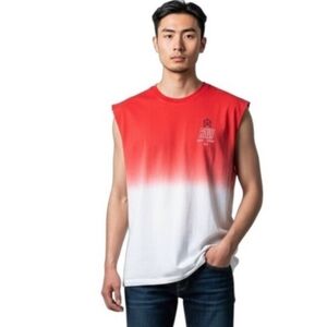 RAWGEAR  Men's dip dye muscle tank In Red/white Size SM and XL